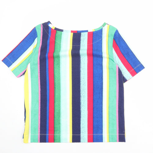 Marks and Spencer Womens Multicoloured Striped Polyester Basic Blouse Size 10 Round Neck