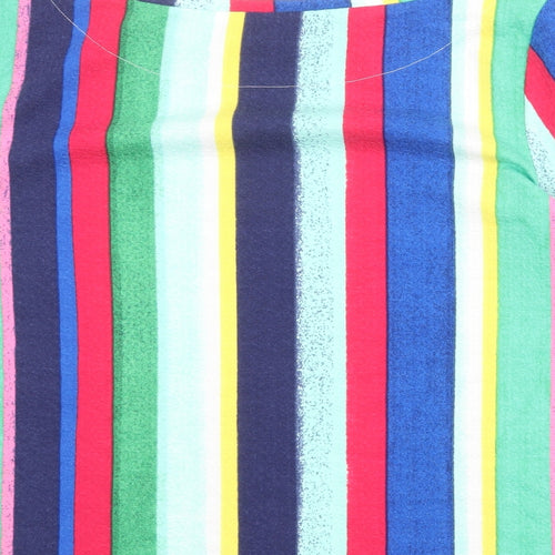 Marks and Spencer Womens Multicoloured Striped Polyester Basic Blouse Size 10 Round Neck