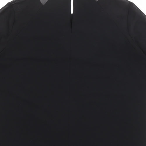 NEXT Womens Black Polyester Basic Blouse Size 10 Round Neck