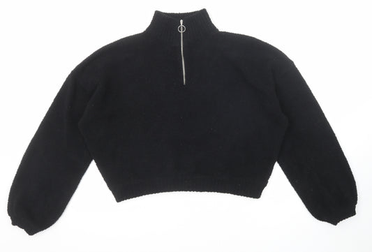 NEXT Womens Black High Neck Polyester Pullover Jumper Size 16