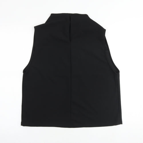 Zara Womens Black Polyester Basic Blouse Size L Mock Neck