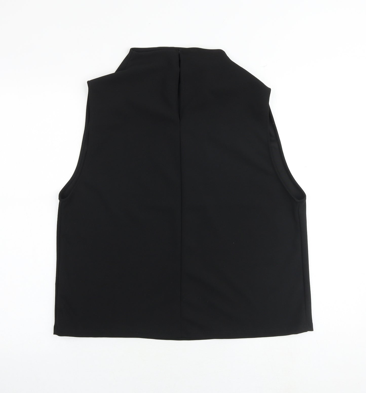 Zara Womens Black Polyester Basic Blouse Size L Mock Neck