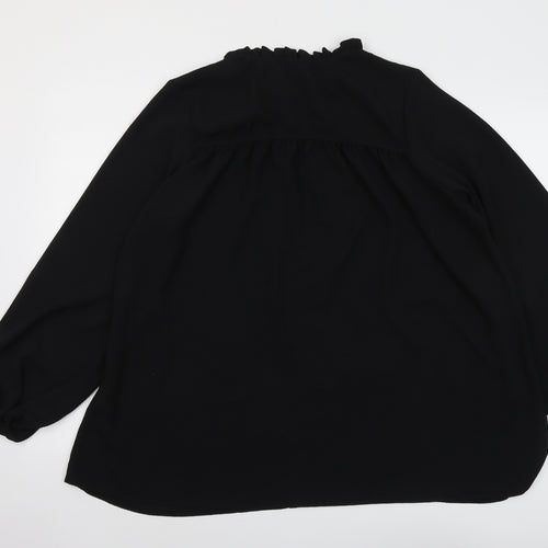 Live Unlimited Womens Black Polyester Basic Blouse Size 16 Mock Neck