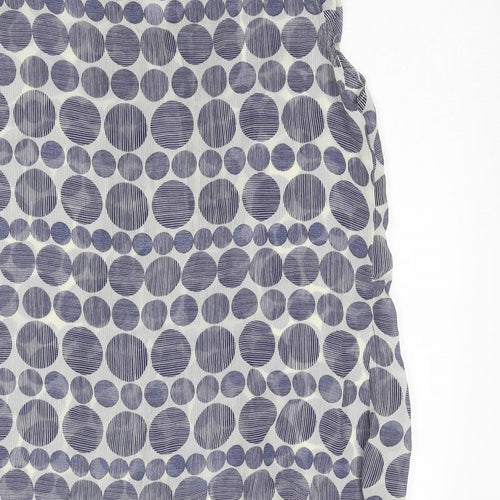 Roman Womens Blue Geometric Polyester Basic Blouse Size 16 V-Neck