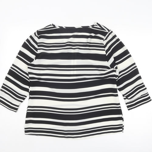 Dorothy Perkins Womens Black Striped Polyester Basic Blouse Size 12 V-Neck