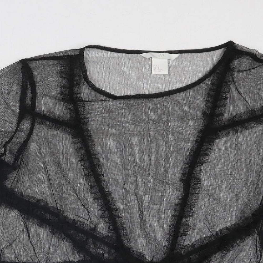 H&M Womens Black Polyester Basic Blouse Size S Boat Neck