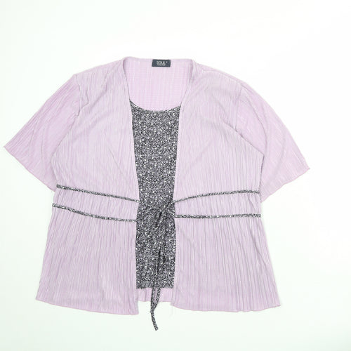 Soul Womens Purple Geometric Polyester Basic Blouse Size L Round Neck - Size L-XL, Twin Set