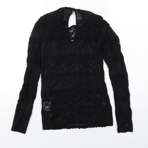 Zara Womens Black Polyamide Basic Blouse Size S Round Neck
