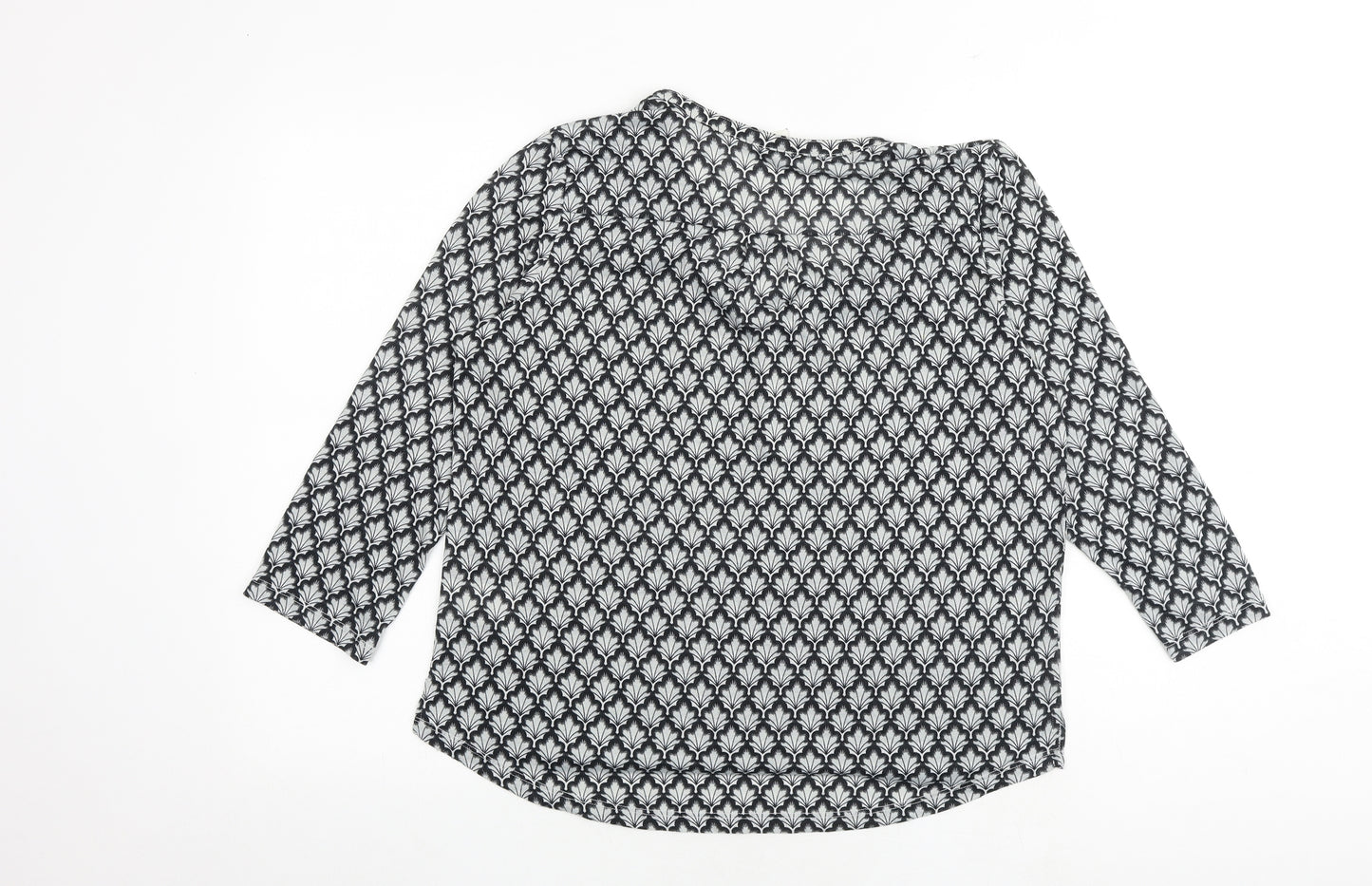 H&M Womens Grey Geometric Polyester Basic Blouse Size M V-Neck