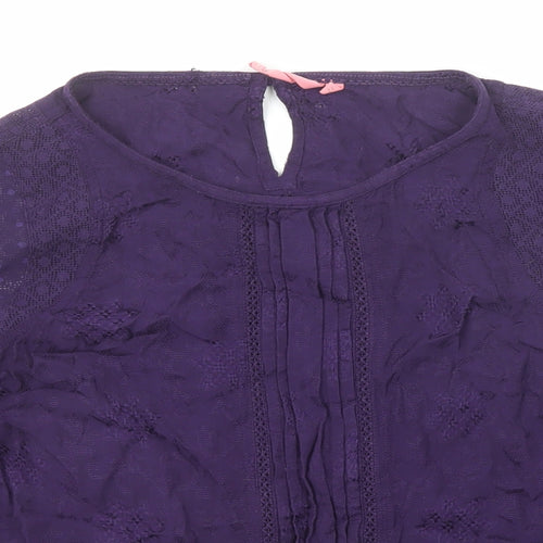 White Stuff Womens Purple Polka Dot Viscose Basic Blouse Size 12 Boat Neck - Textured