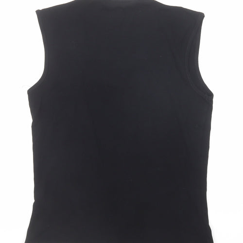 Wallis Womens Black Viscose Basic Blouse Size 12 Scoop Neck - Neckline Detail