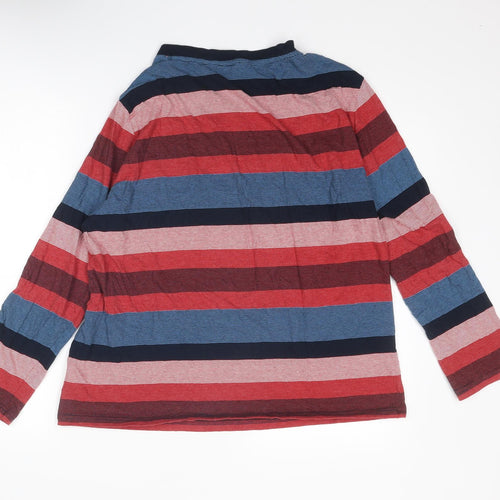 Damart Womens Multicoloured Striped Cotton Basic T-Shirt Size XL V-Neck