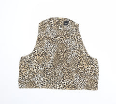 ASOS Womens Multicoloured Animal Print Polyester Basic Blouse Size 14 Round Neck - Leopard Print