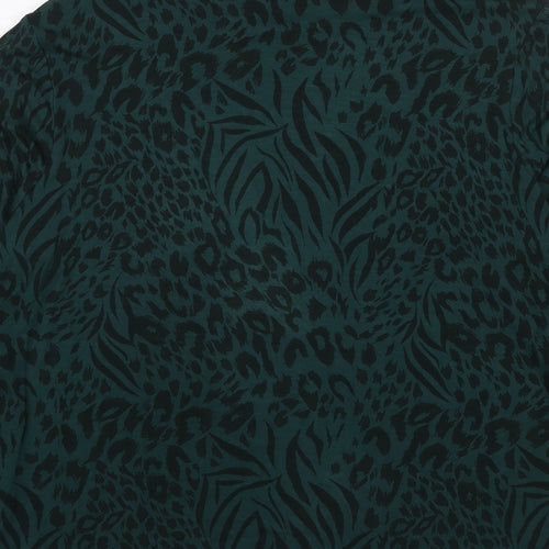 Monsoon Womens Green Animal Print Viscose Basic T-Shirt Size XL High Neck - Leopard Print