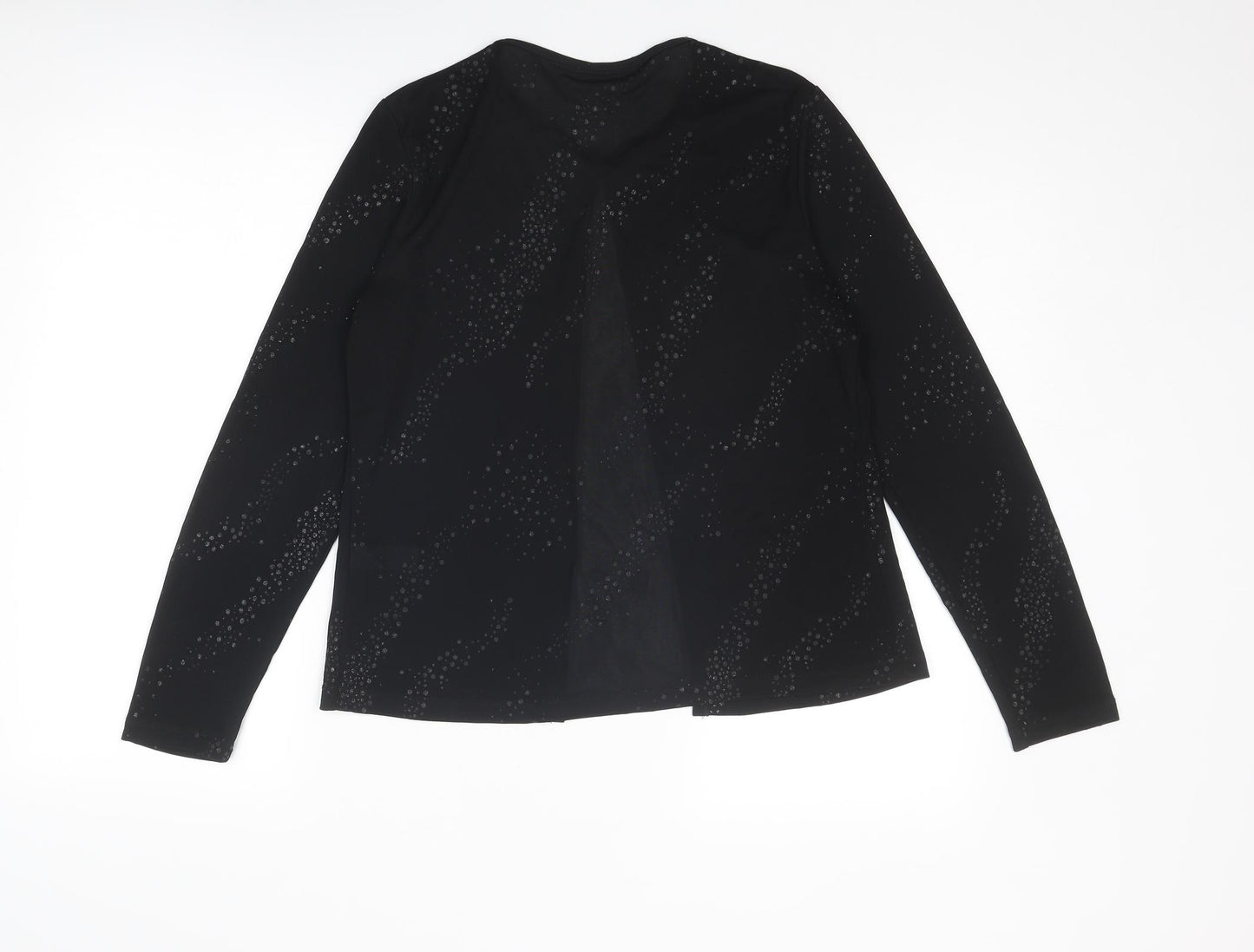 BHS Womens Black Geometric Polyester Basic Blouse Size 12 Round Neck
