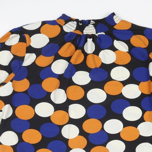 Dorothy Perkins Womens Multicoloured Polka Dot Polyester Basic Blouse Size 12 Mock Neck
