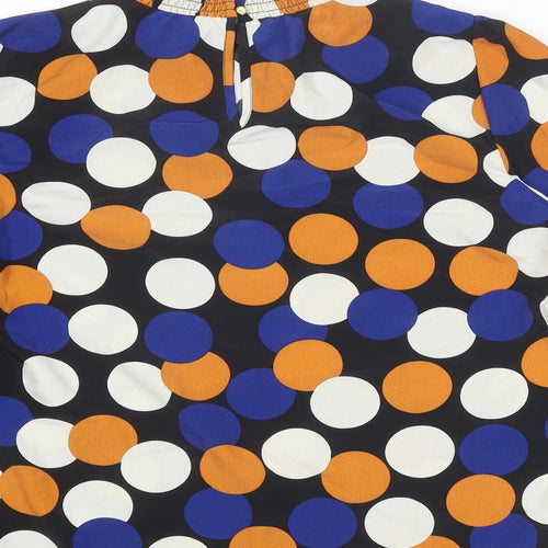 Dorothy Perkins Womens Multicoloured Polka Dot Polyester Basic Blouse Size 12 Mock Neck