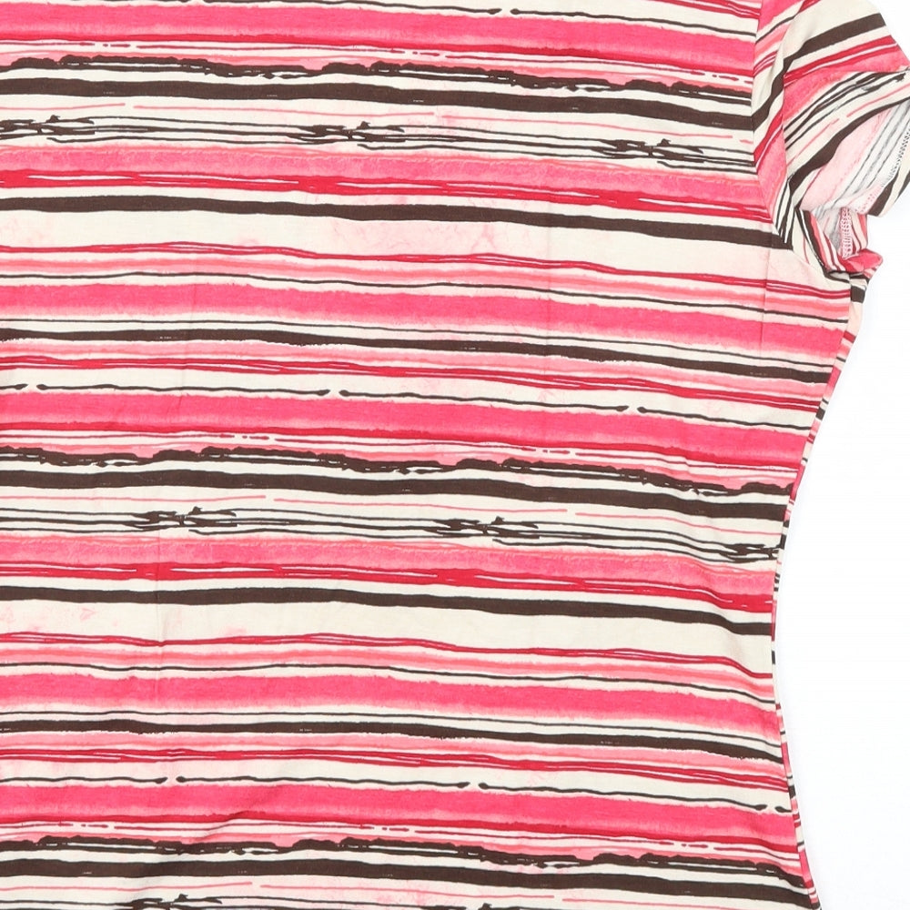 Wallis Womens Multicoloured Striped Viscose Basic Blouse Size 14 V-Neck