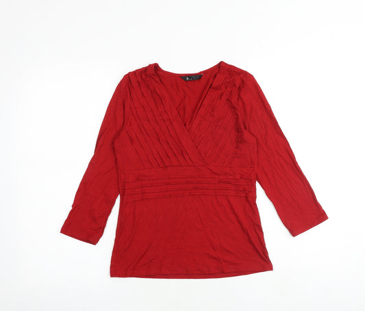BHS Womens Red Viscose Basic Blouse Size 10 V-Neck