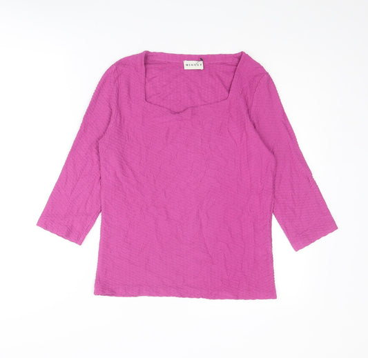 Minuet Womens Pink Viscose Basic Blouse Size 12 Square Neck