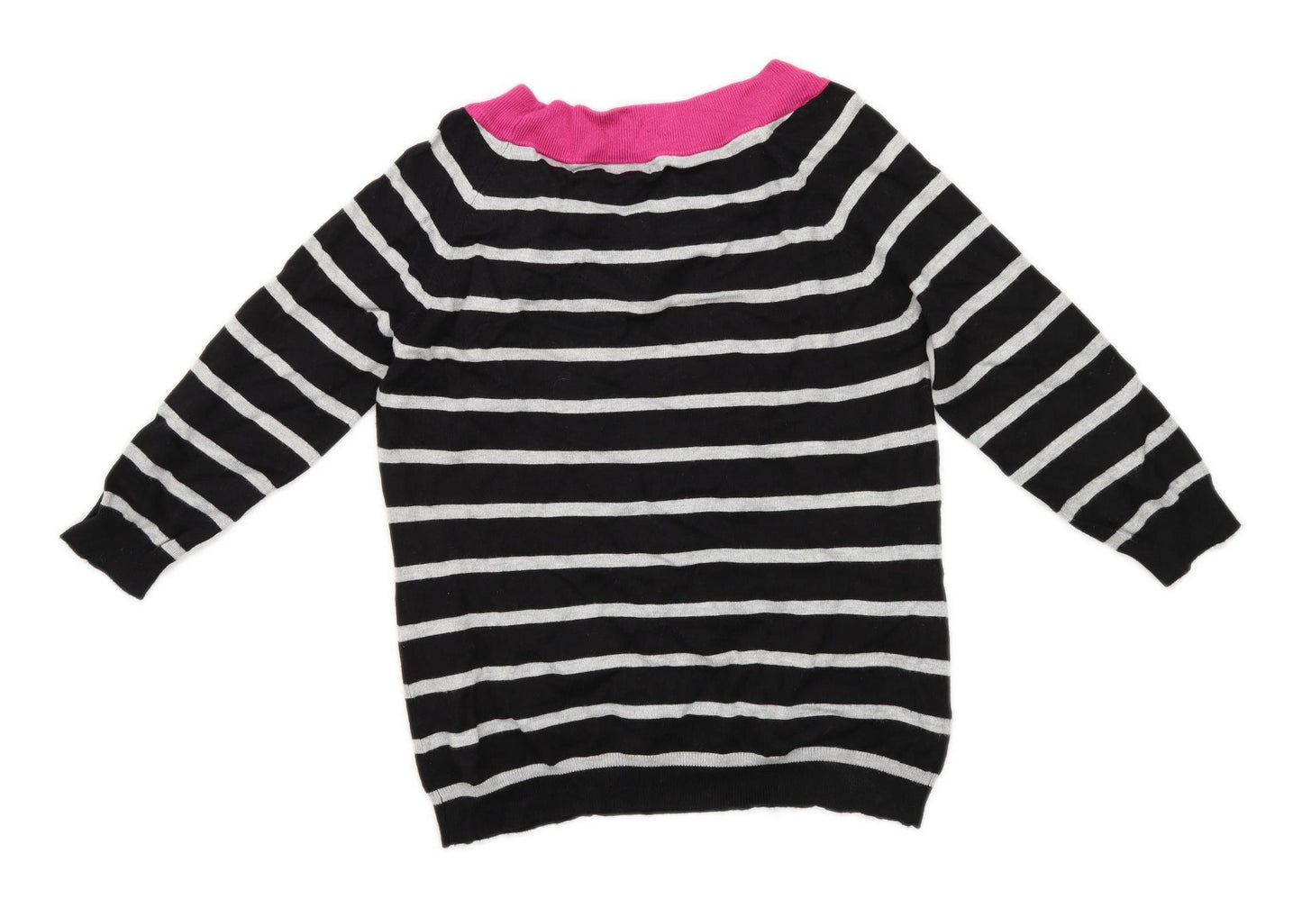 M&Co Womens Size 12 Striped Black Jumper (Regular)