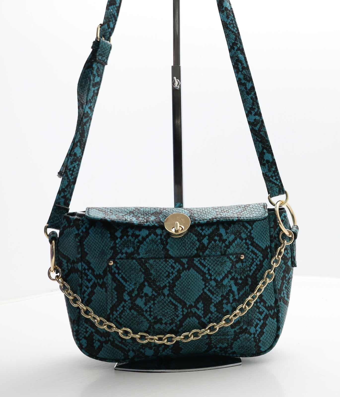 Primark Womens Green Animal Print Polyurethane Shoulder Bag Size