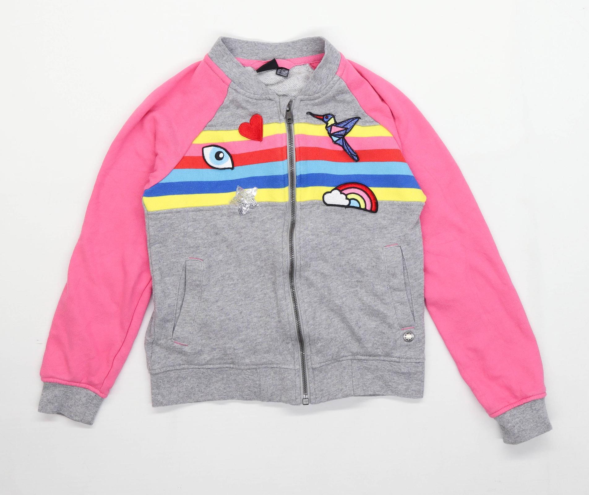 Ltd Bird Age 10-12 Graphic Girls Preworn Pepperts – Humming Grey Rainbow Sweatshirt