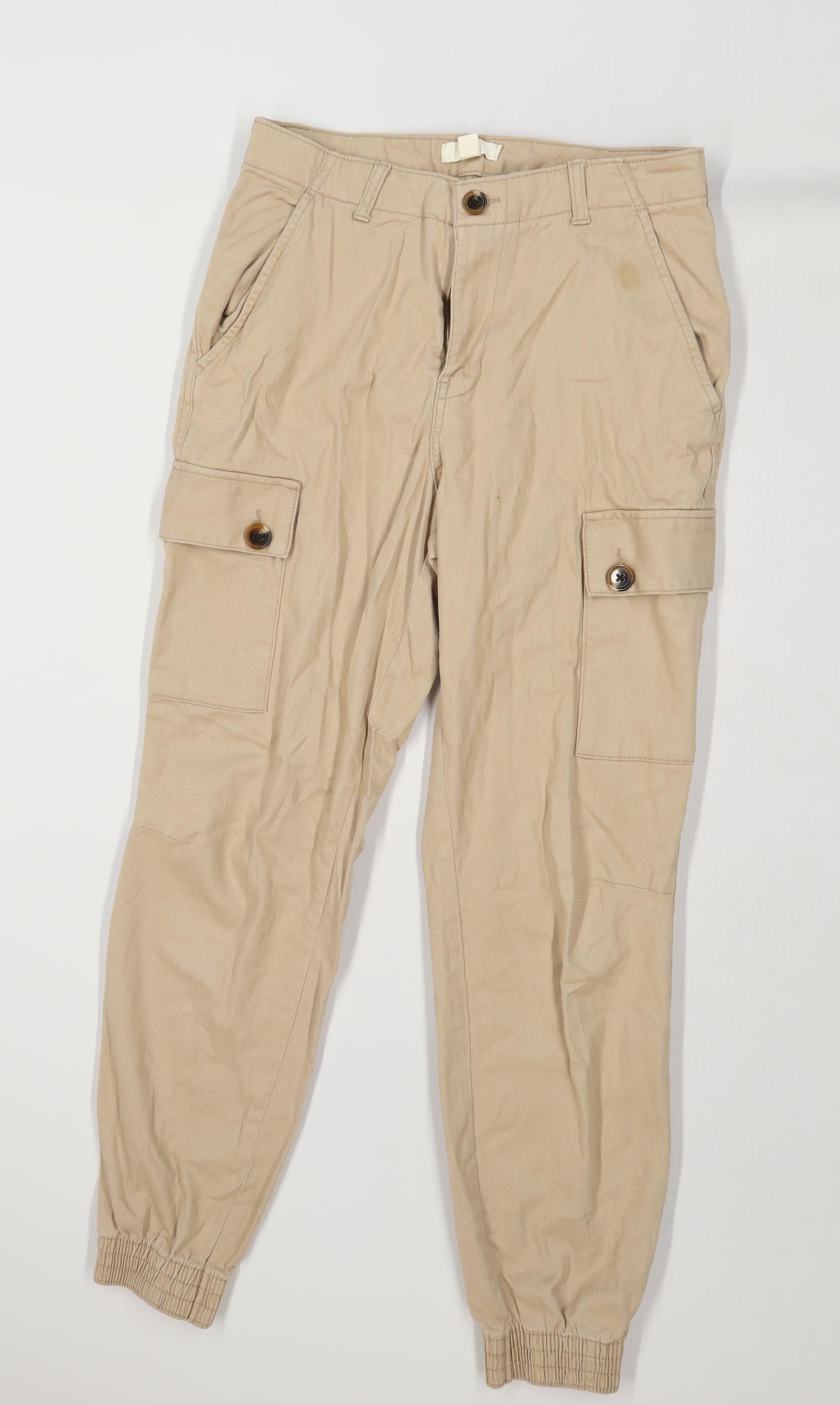 H&M Womens Beige Canvas Cargo Trousers Size 12 L29 in – Preworn Ltd