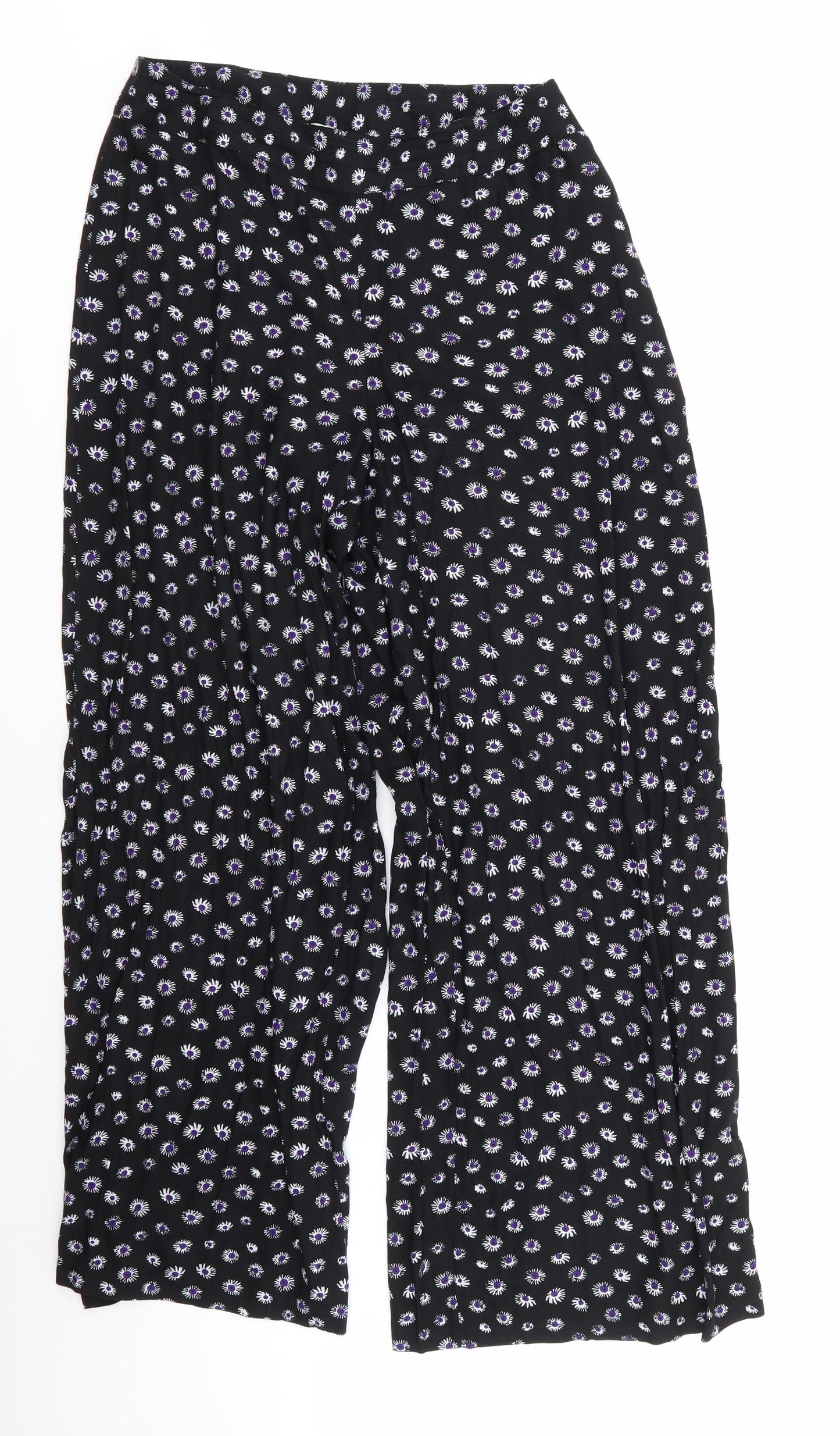 Debenhams Womens Black Geometric Viscose Trousers  Size 12 L32 in Regular
