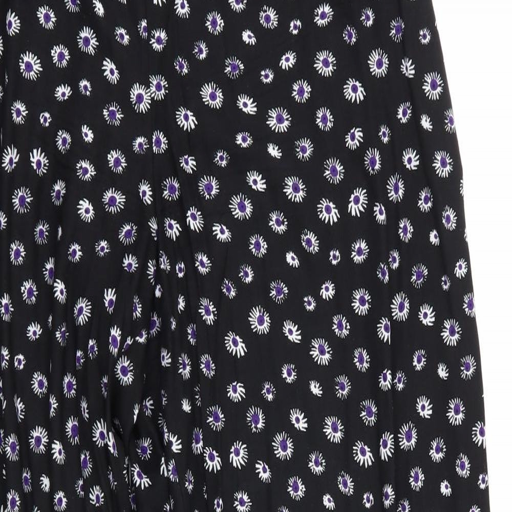 Debenhams Womens Black Geometric Viscose Trousers  Size 12 L32 in Regular