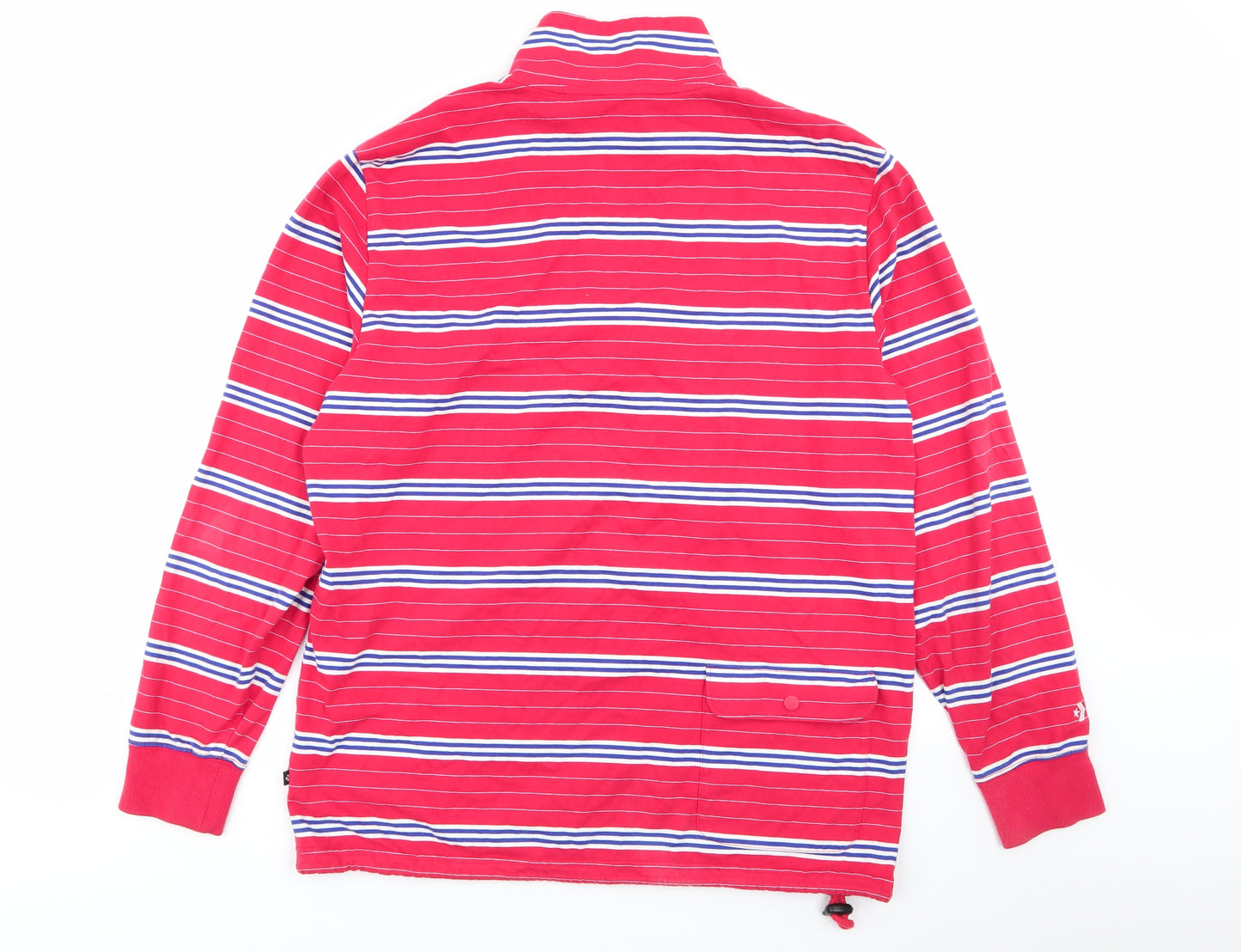 Converse Mens Multicoloured Collared Striped Cotton Henley Jumper Size L