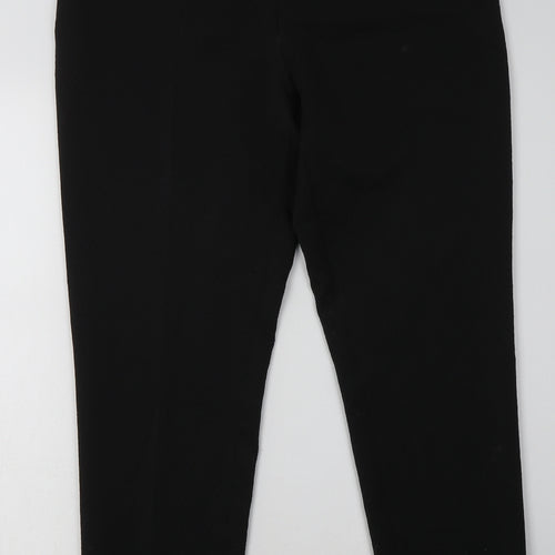 Marks and Spencer Womens Black  Polyester Trousers  Size 14 L30 in Regular Hook & Eye