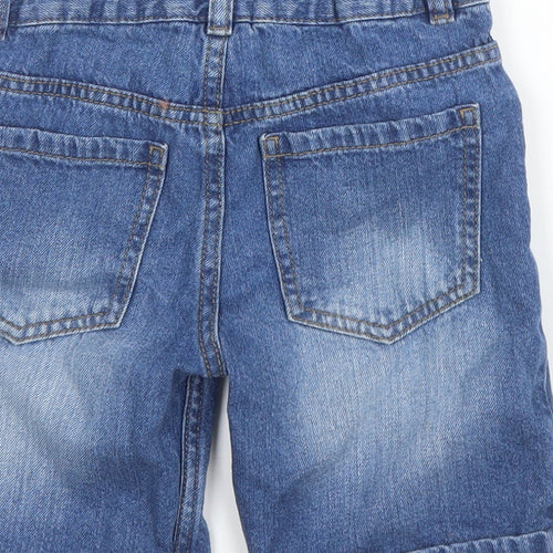 F&F Boys Blue  Cotton Bermuda Shorts Size 5-6 Years  Regular Zip