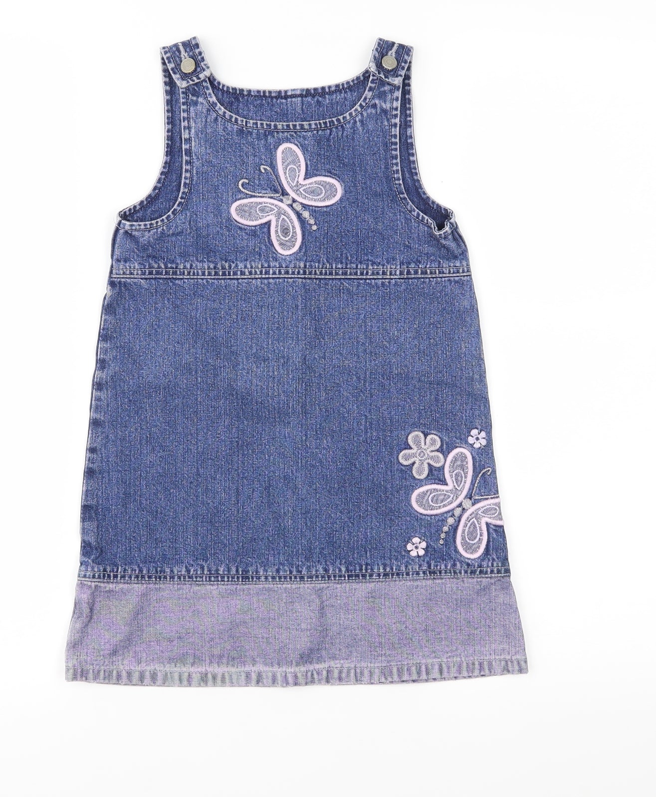 Girls Denim Flower Dungaree Skirt