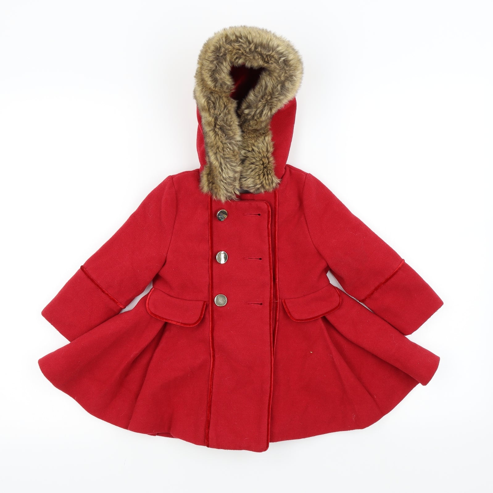 Little girl store red pea coat