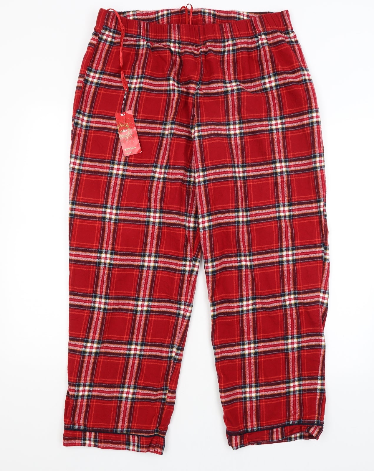 M&S Womens Red Plaid Capri Pyjama Pants Size 20 – Preworn Ltd