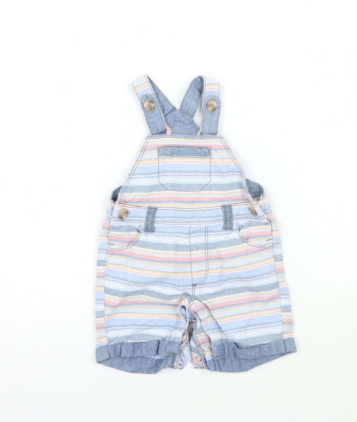 Matalan Baby Blue Striped Dungaree One-Piece Size 0-3 Months