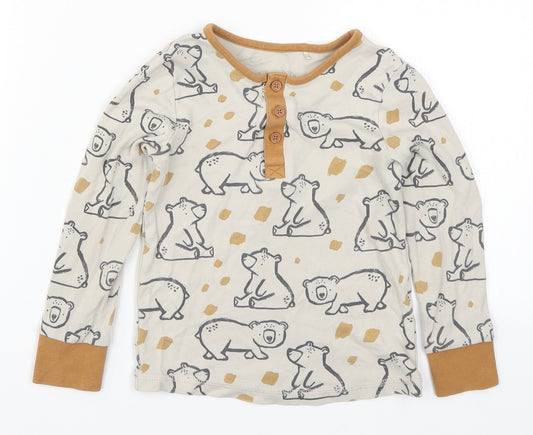 George Boys Beige Solid   Pyjama Top Size 4-5 Years  - Bears