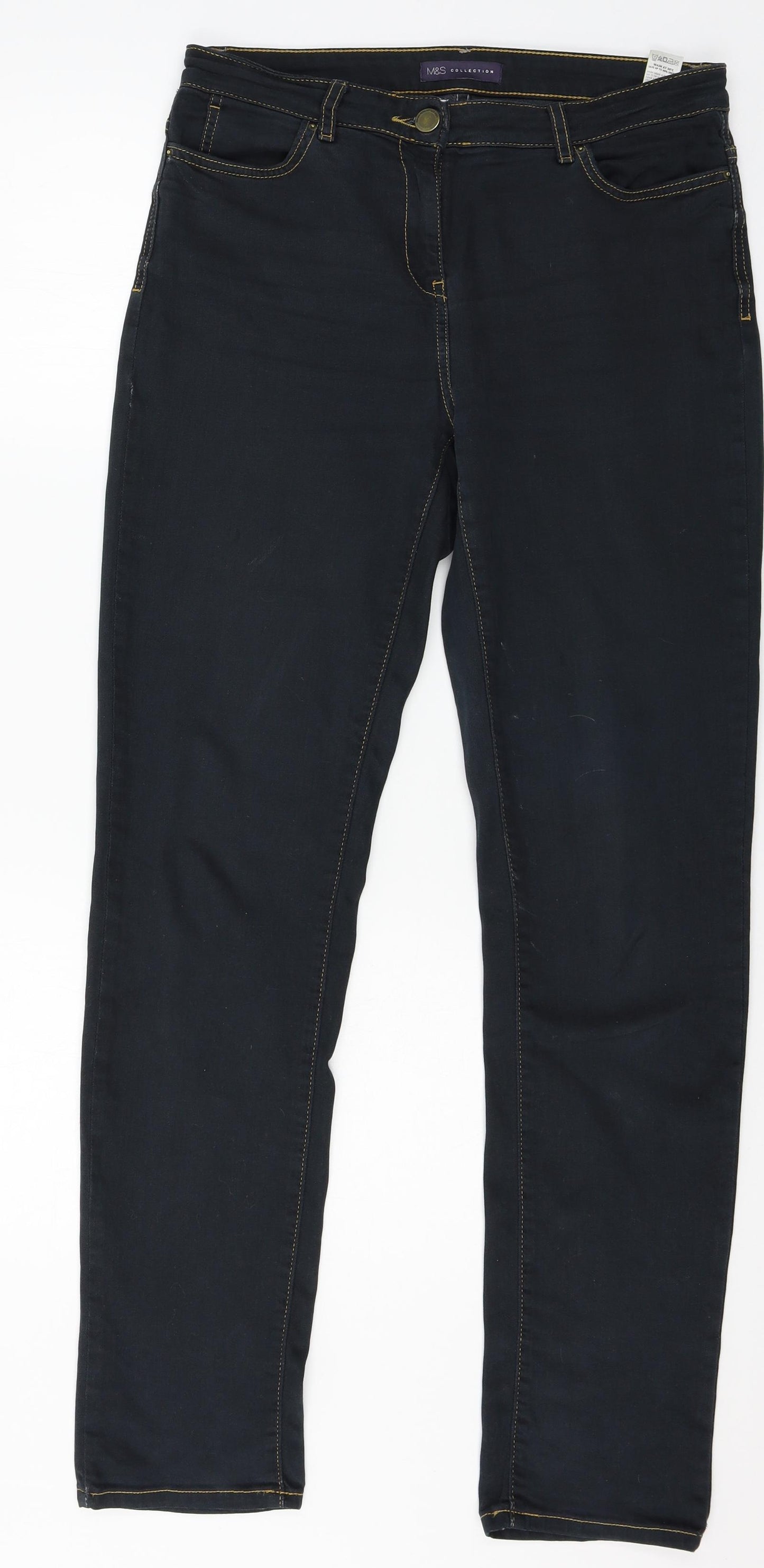 Marks and Spencer Womens Black  Denim Trousers  Size 10 L31 in