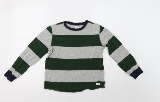 Gap Boys Green Striped  Pullover Jumper Size 10-11 Years