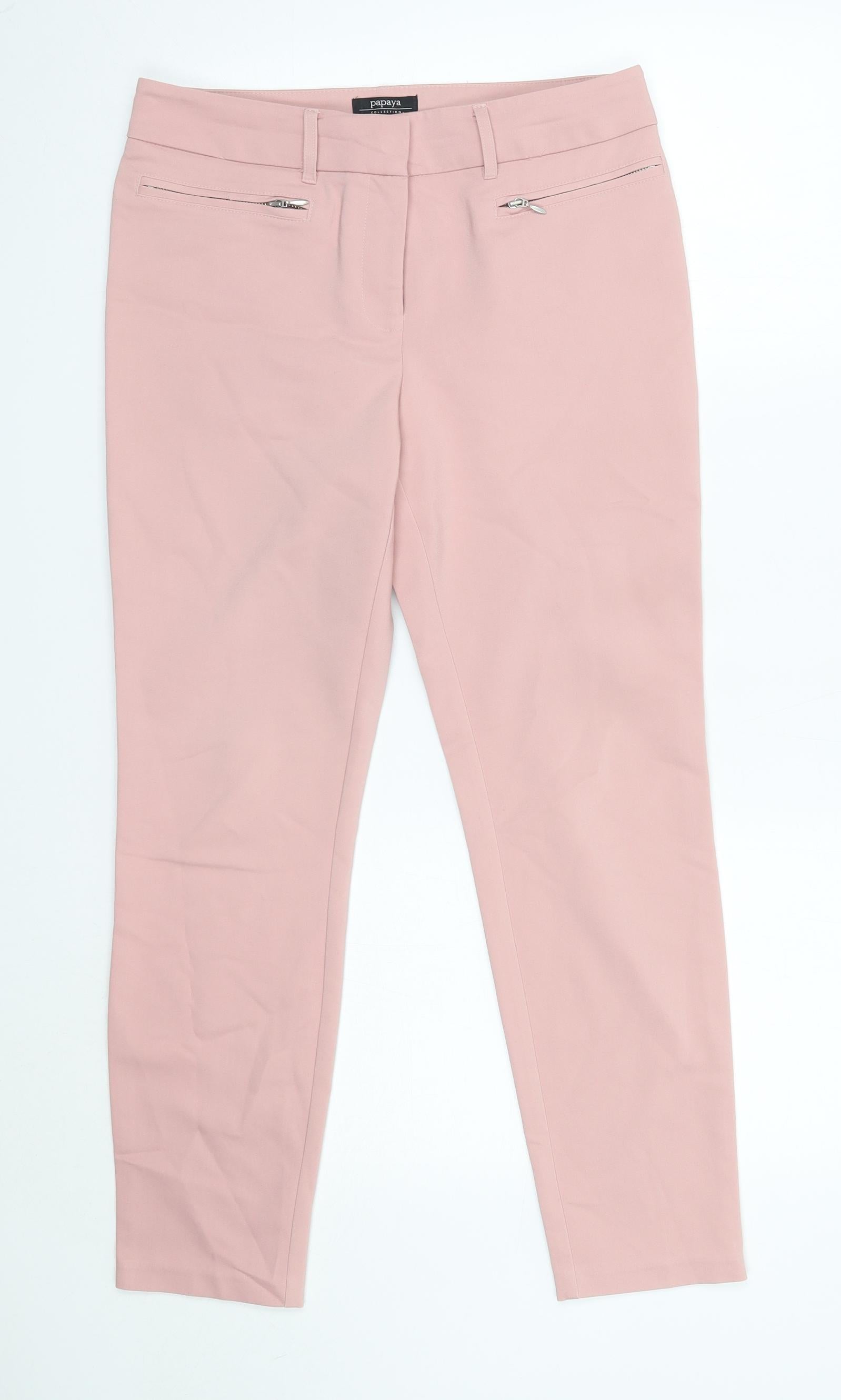 Matalan Womens Pink Cotton Dress Pants Trousers Size 10 L26 in