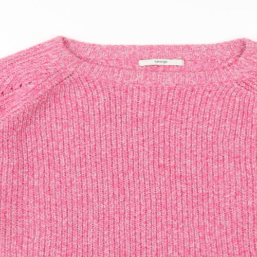George Womens Pink Round Neck  Polyester Pullover Jumper Size XL