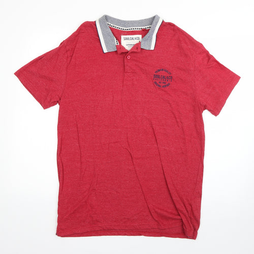 SoulCal&Co Mens Red  Cotton  Polo Size L Collared