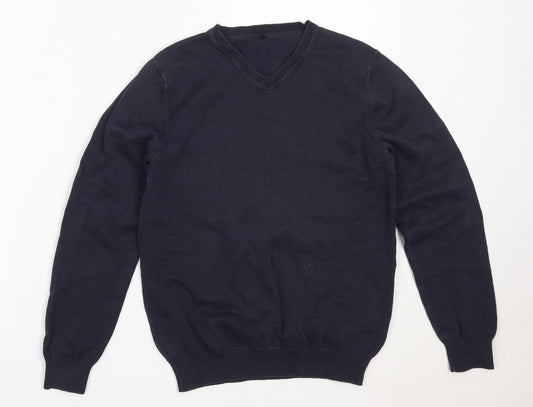 George Boys Blue V-Neck  Cotton Pullover Jumper Size 11-12 Years