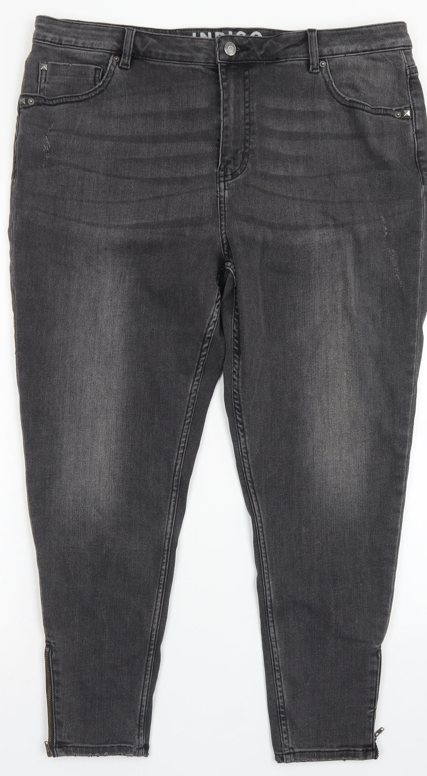 Indigo Collection Womens Grey Cotton Skinny Jeans Size 36 in L24