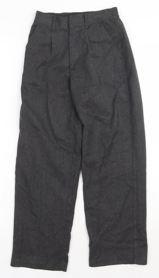 aldi Boys Grey  Polyester Capri Trousers Size 9-10 Years  Regular Hook & Eye - school Wear