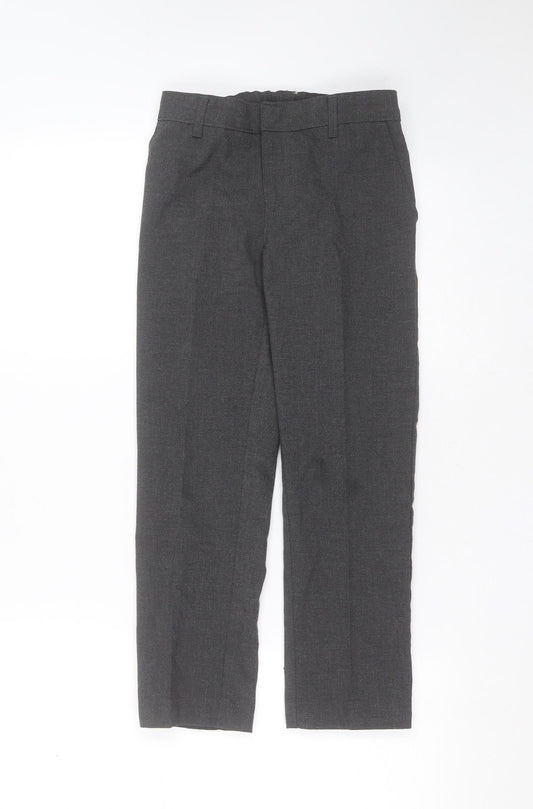 Marks and Spencer Boys Grey  Polyester  Trousers Size 8-9 Years  Regular Zip - school