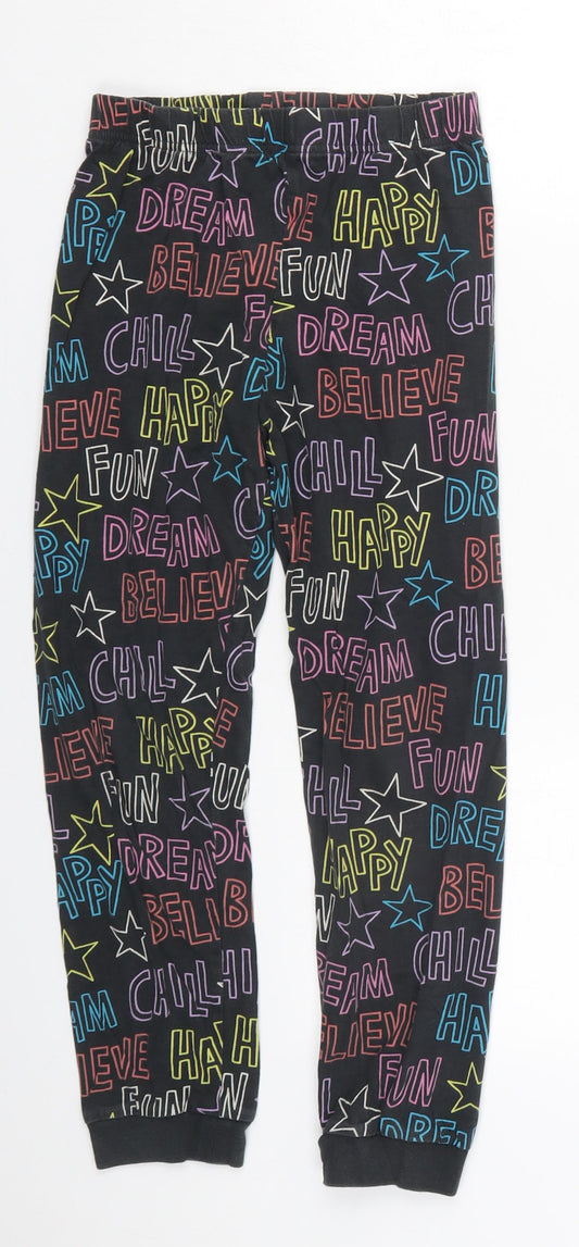 Marks and Spencer Boys Multicoloured Geometric Cotton Sweatpants Trousers Size 9-10 Years  Regular  - Chill Dreams Believe Pyjama Pants