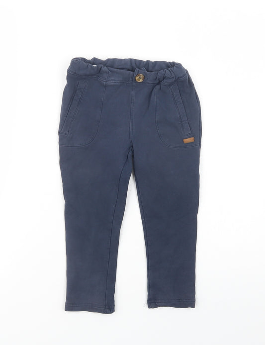 name it Boys Blue  Cotton Jogger Trousers Size 2-3 Years  Regular Button