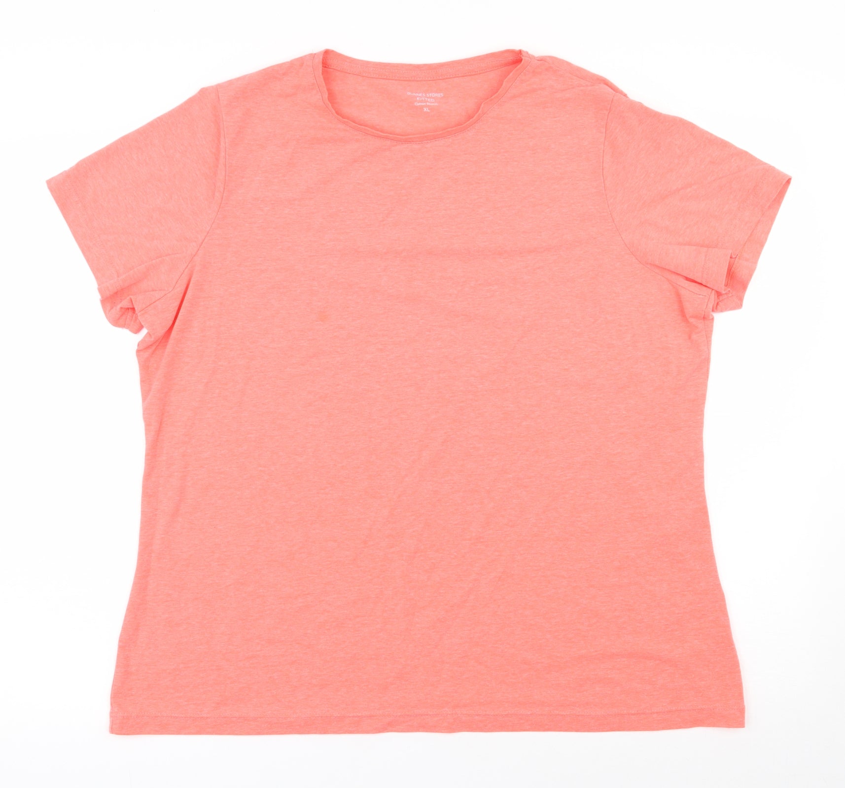 Dunnes Stores Womens Orange Polyester Basic T-Shirt Size XL Round